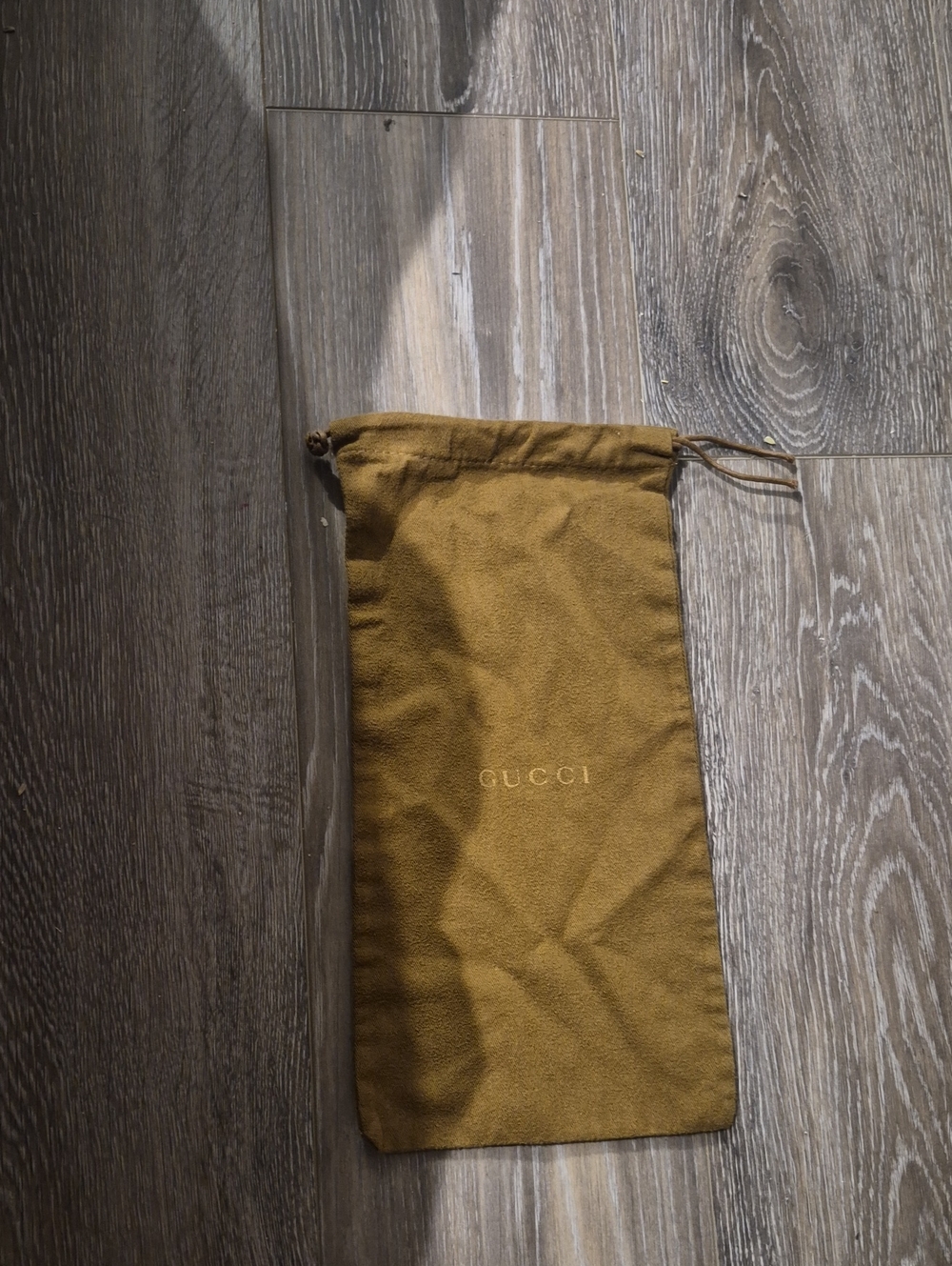 Gucci Gold-Logo Drawstring Pouch in Mustard Yellow